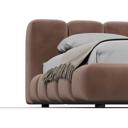 Fluffy Upholstered Bed Frame in Textured Bouclé