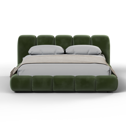 Fluffy Upholstered Bed Frame in Textured Bouclé