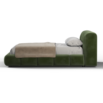 Fluffy Upholstered Bed Frame in Textured Bouclé