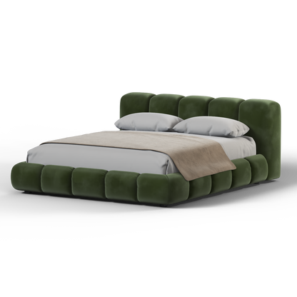 Fluffy Upholstered Bed Frame in Textured Bouclé