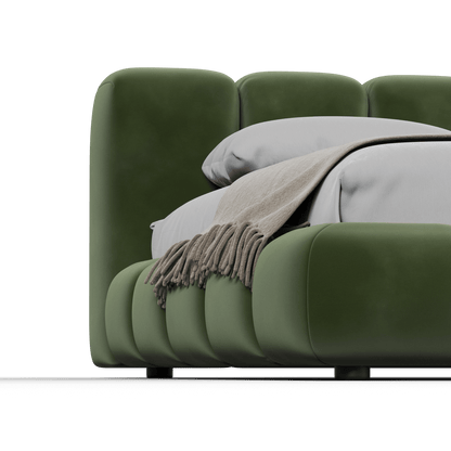 Fluffy Upholstered Bed Frame in Textured Bouclé