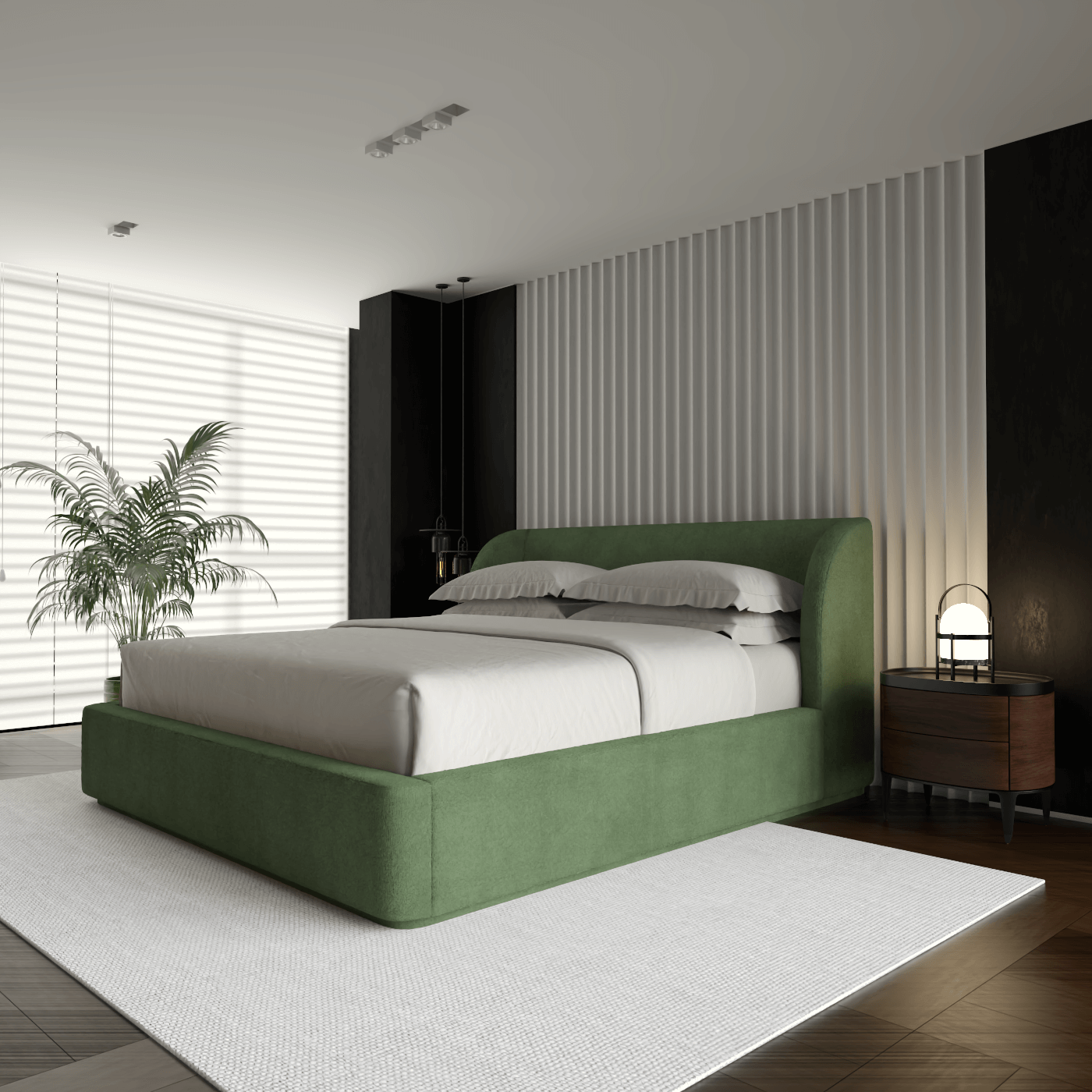 Giacomo Double Bed with Wide Panelled Headboard