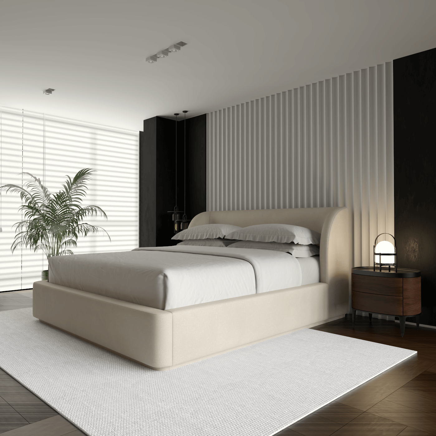 Giacomo Double Bed with Wide Panelled Headboard