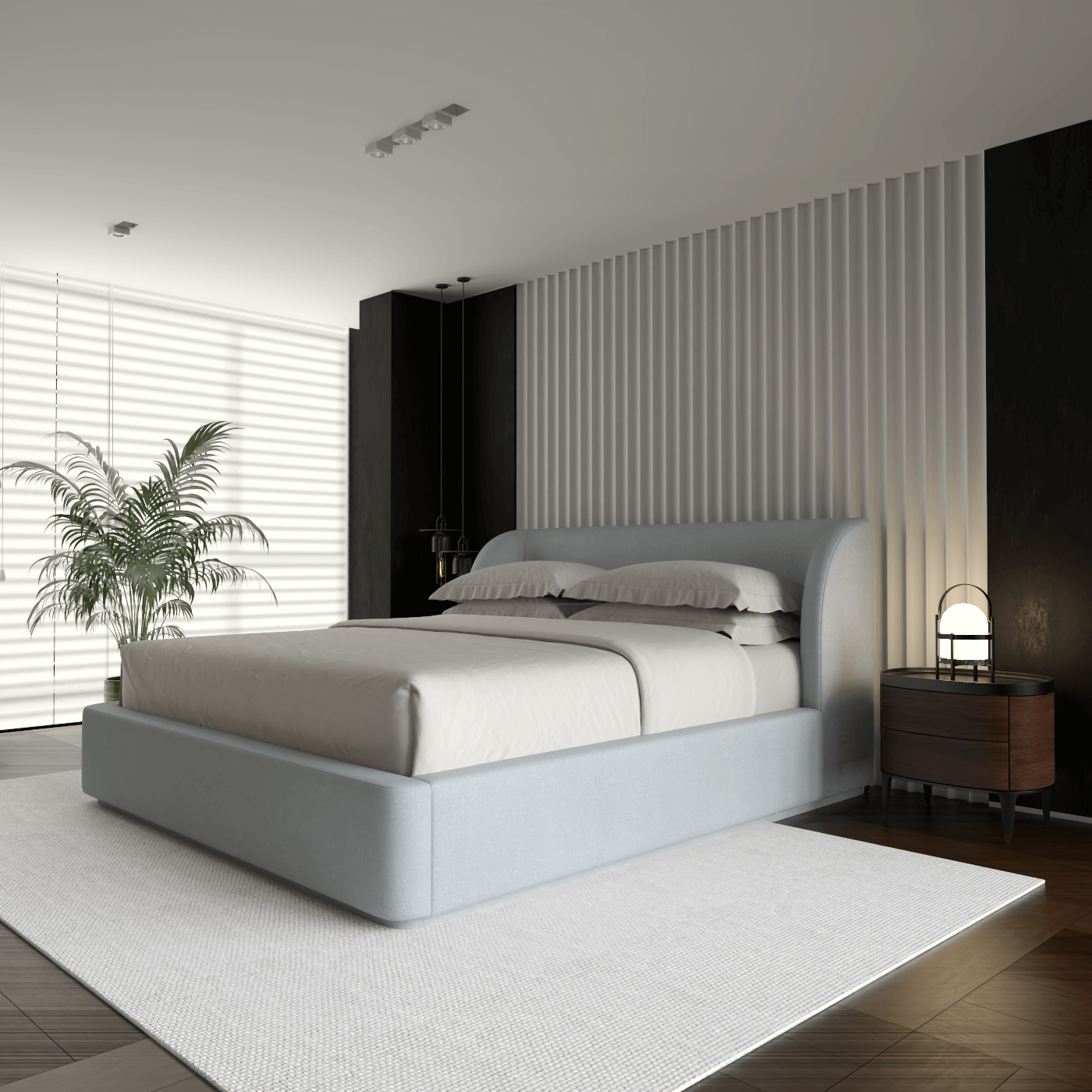 Giacomo Double Bed with Wide Panelled Headboard