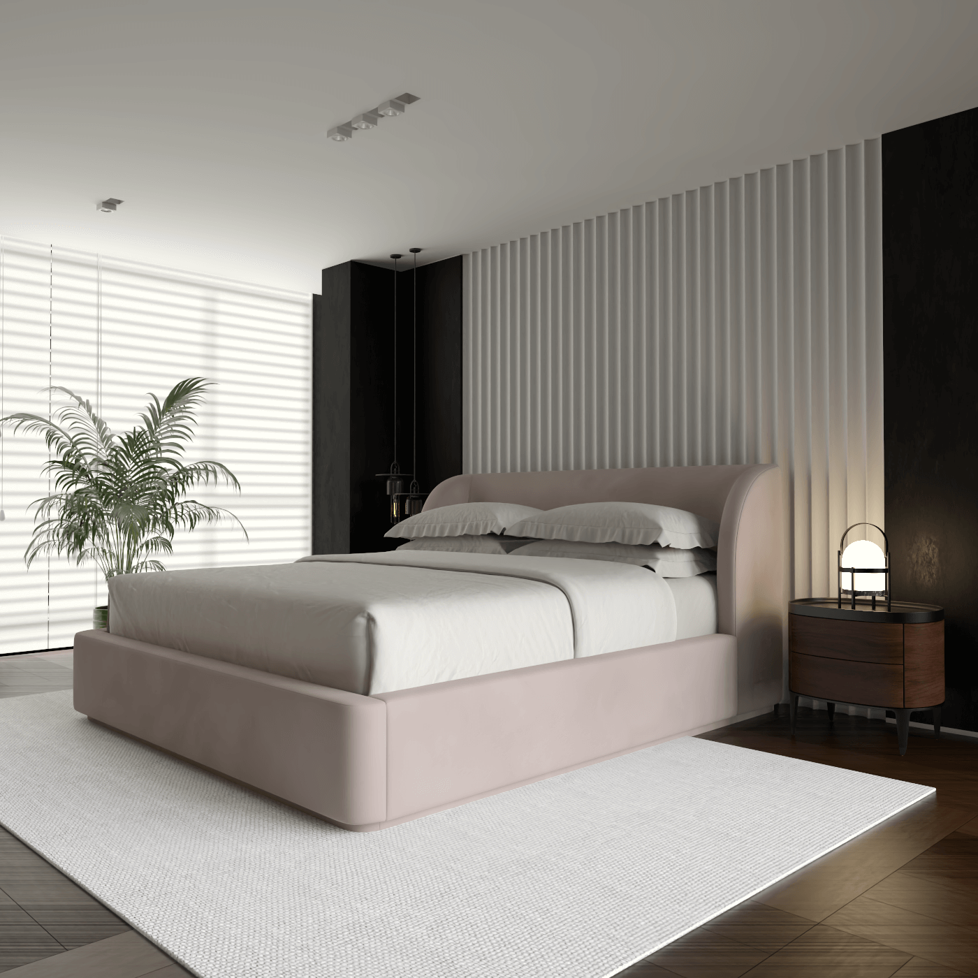 Giacomo Double Bed with Wide Panelled Headboard
