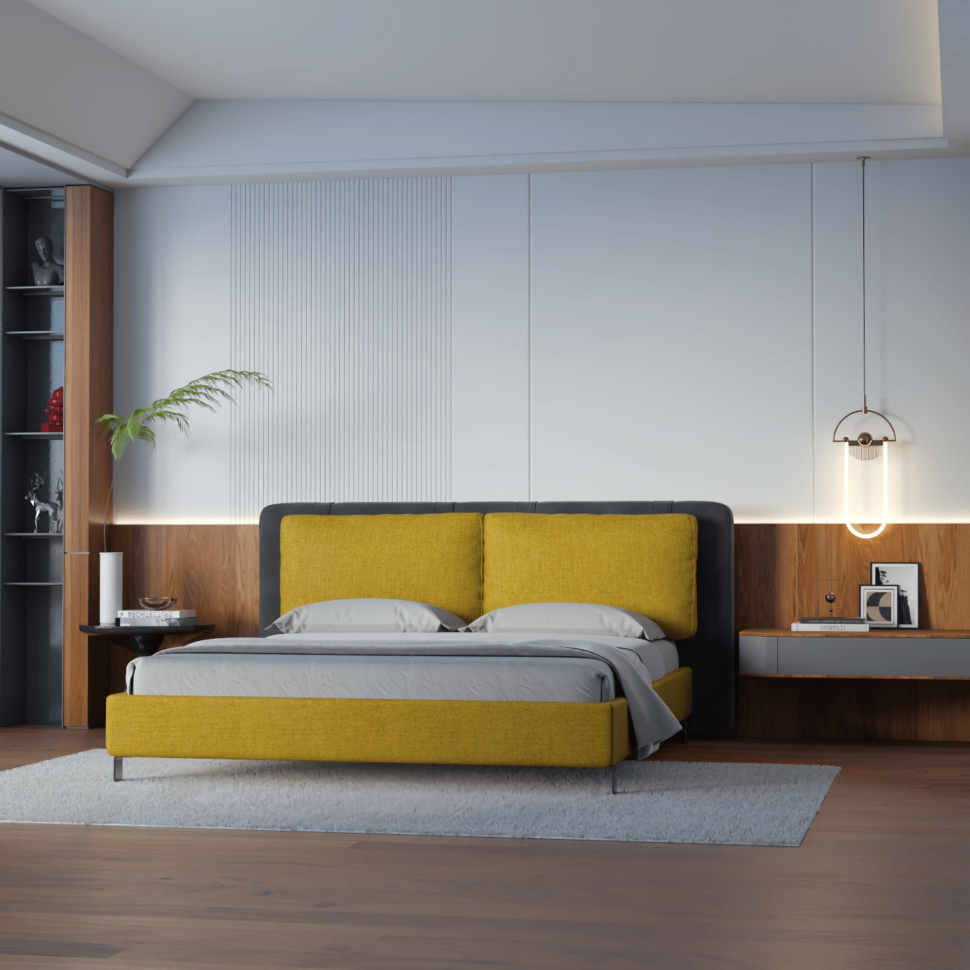 Giovanna Double Bed with Elegant Headboard