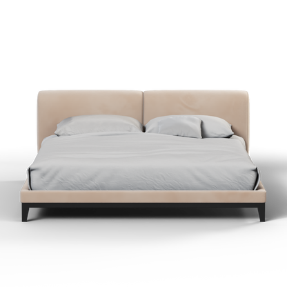 Infinity grey double bed with minimalist headboard