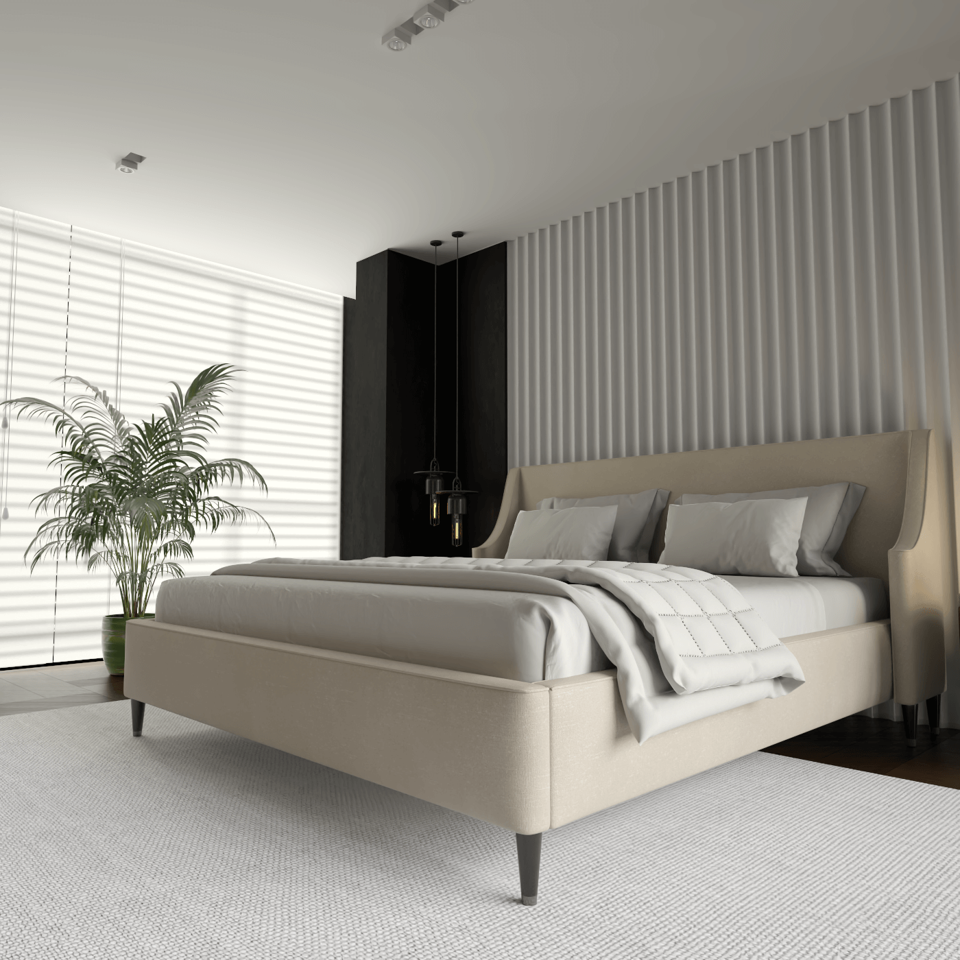 Laura Double Bed with High Headboard