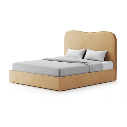 Wave Curved Bed — Light Tan Platform Bed