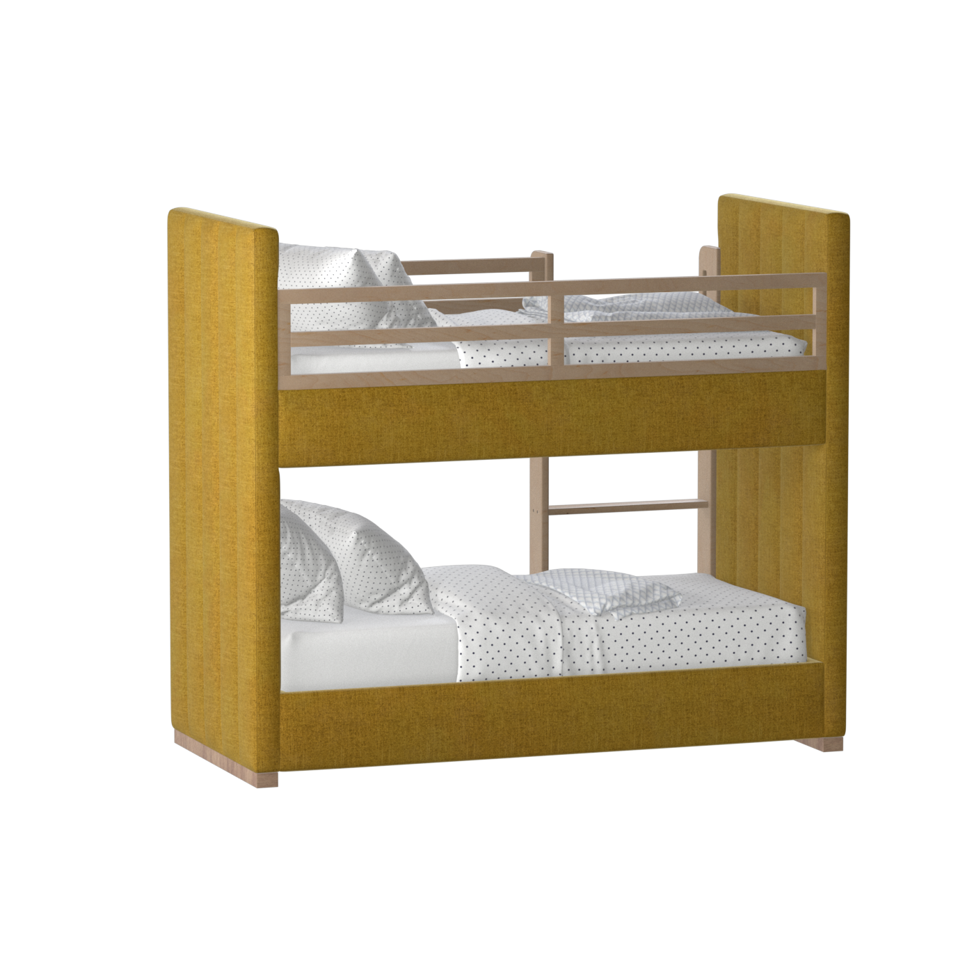 Paolo Bunk Bed with Soft Upholstery and Beechwood Accents