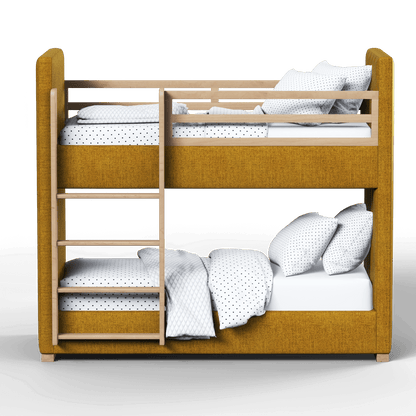 Paolo Bunk Bed with Soft Upholstery and Beechwood Accents