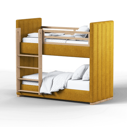 Paolo Bunk Bed with Soft Upholstery and Beechwood Accents