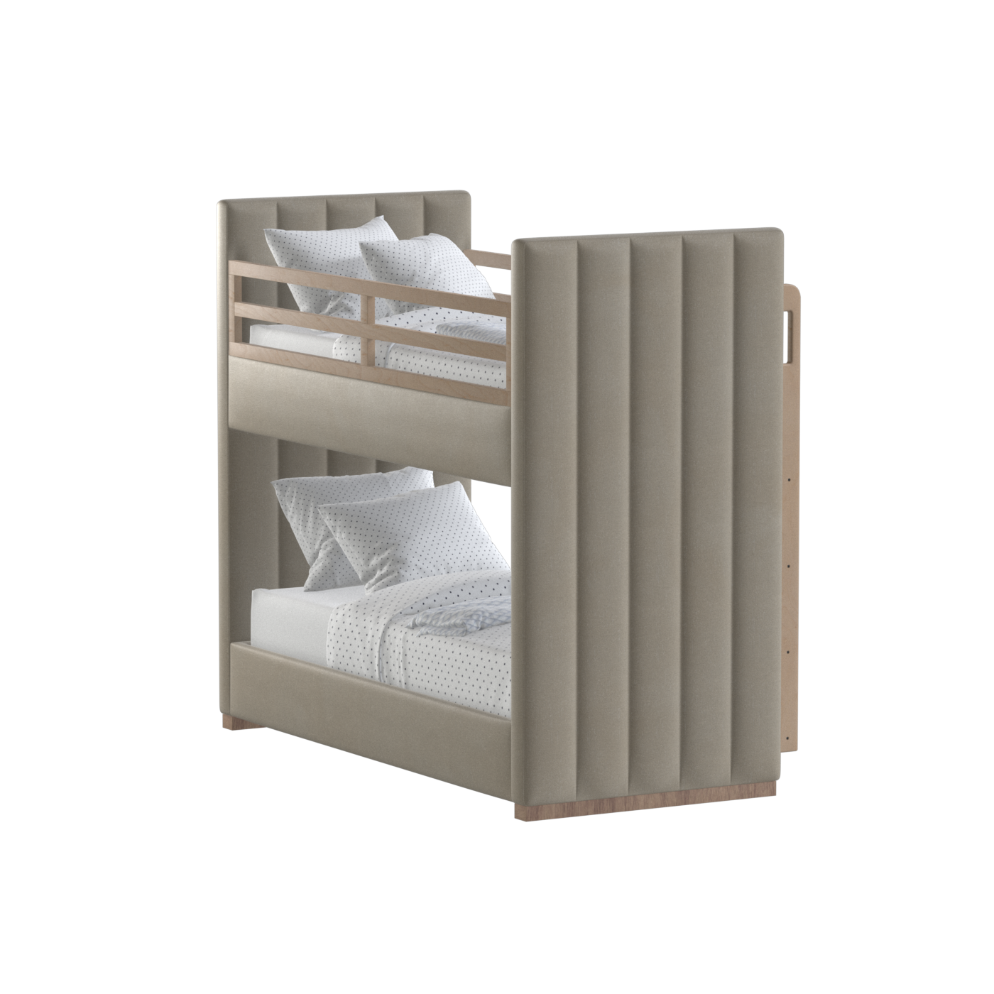 Paolo Bunk Bed with Soft Upholstery and Beechwood Accents