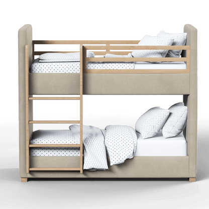Paolo Bunk Bed with Soft Upholstery and Beechwood Accents