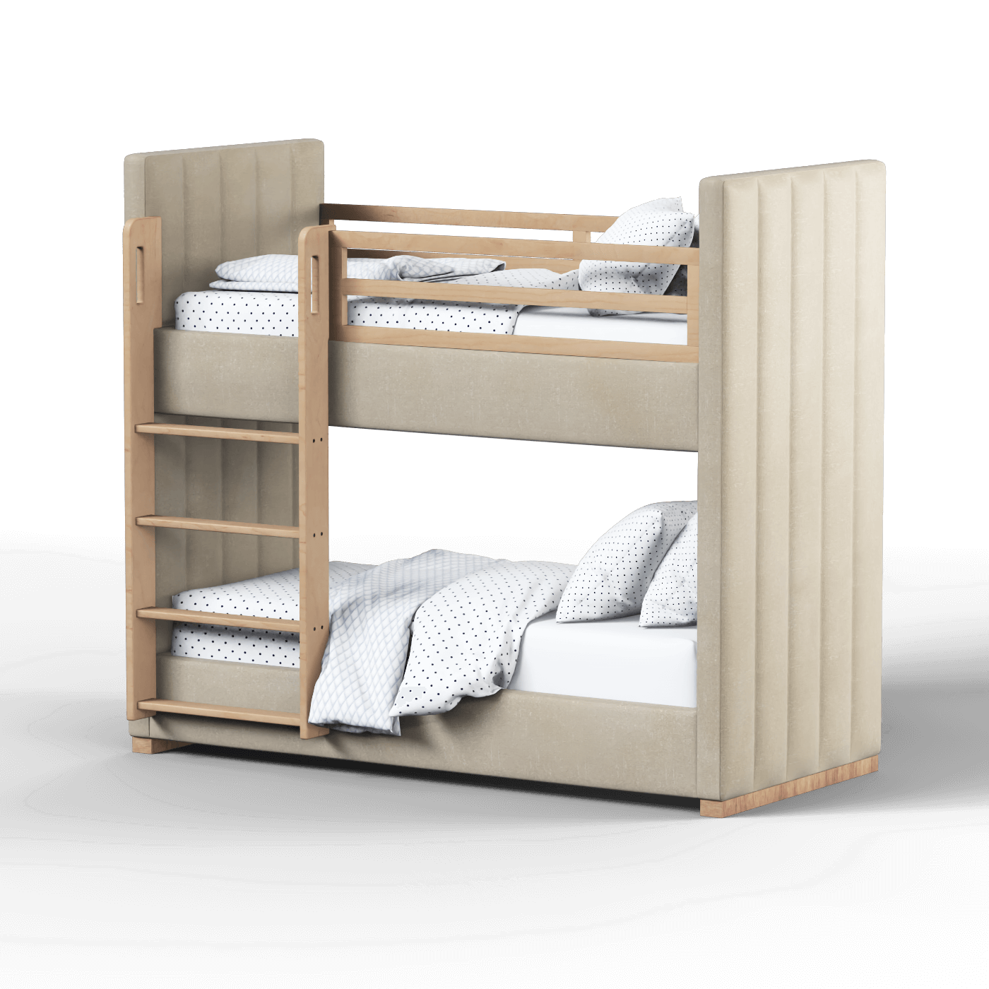Paolo Bunk Bed with Soft Upholstery and Beechwood Accents