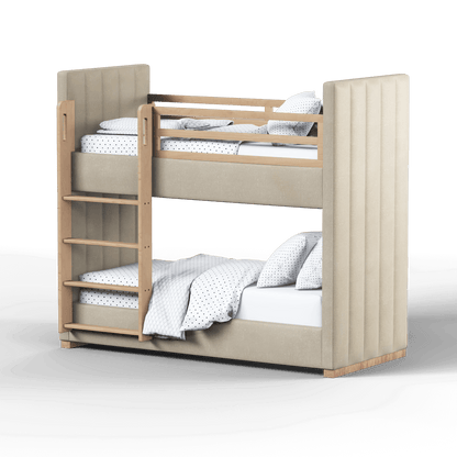 Paolo Bunk Bed with Soft Upholstery and Beechwood Accents