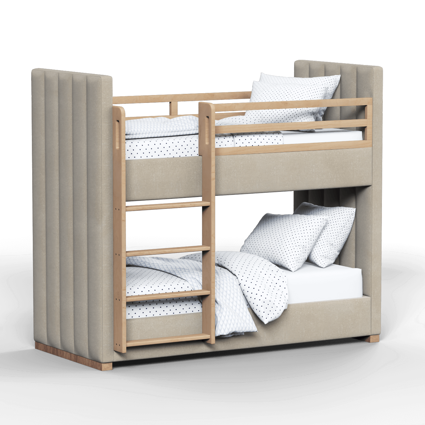 Paolo Bunk Bed with Soft Upholstery and Beechwood Accents