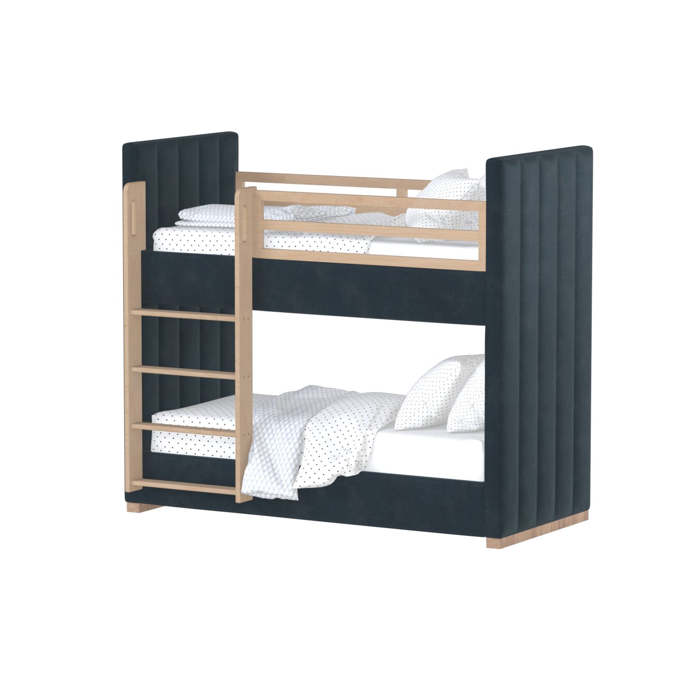 Paolo Bunk Bed with Soft Upholstery and Beechwood Accents