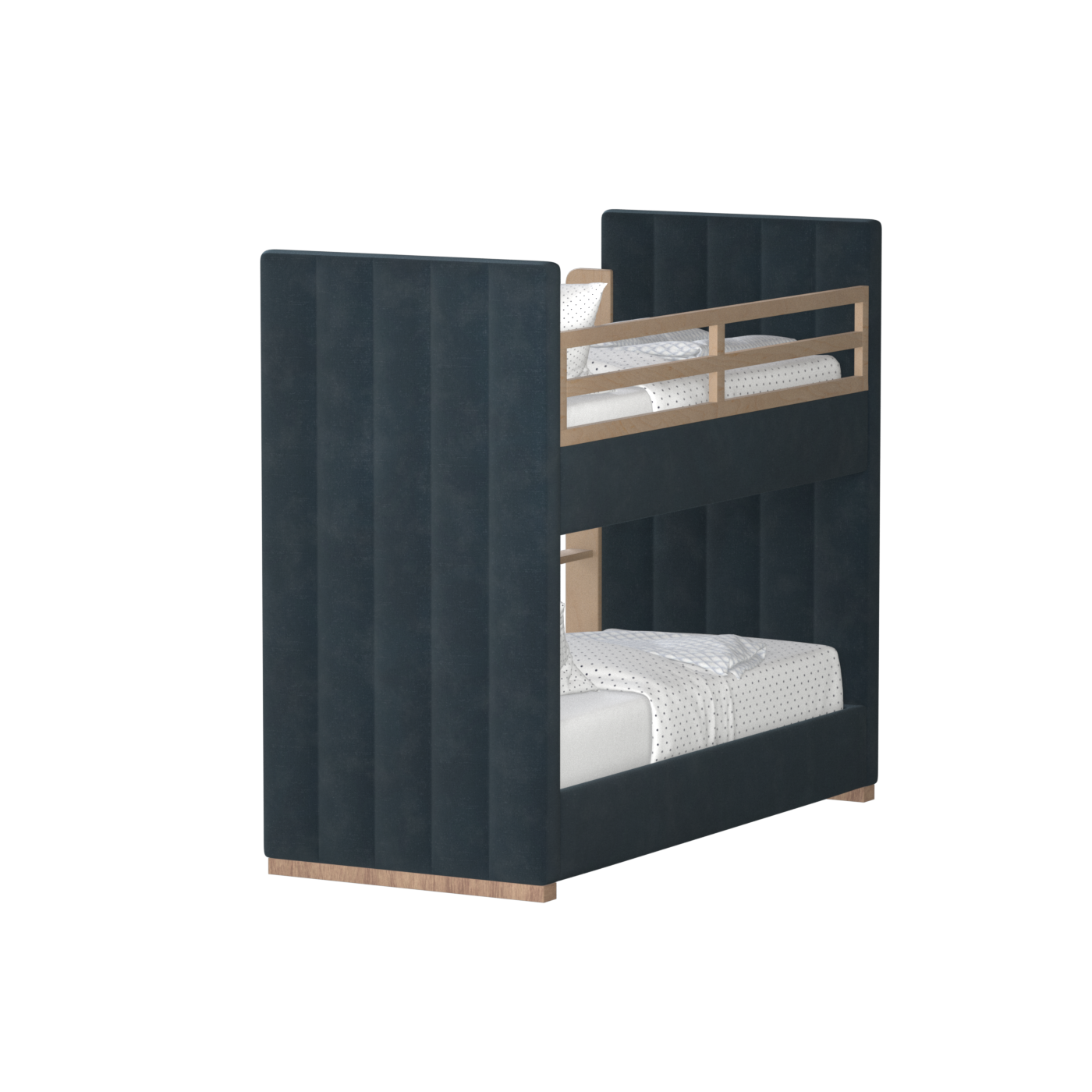 Paolo Bunk Bed with Soft Upholstery and Beechwood Accents