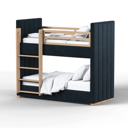 Paolo Bunk Bed with Soft Upholstery and Beechwood Accents