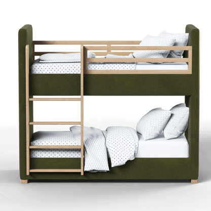 Paolo Bunk Bed with Soft Upholstery and Beechwood Accents