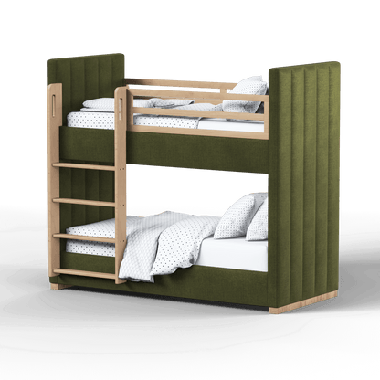 Paolo Bunk Bed with Soft Upholstery and Beechwood Accents
