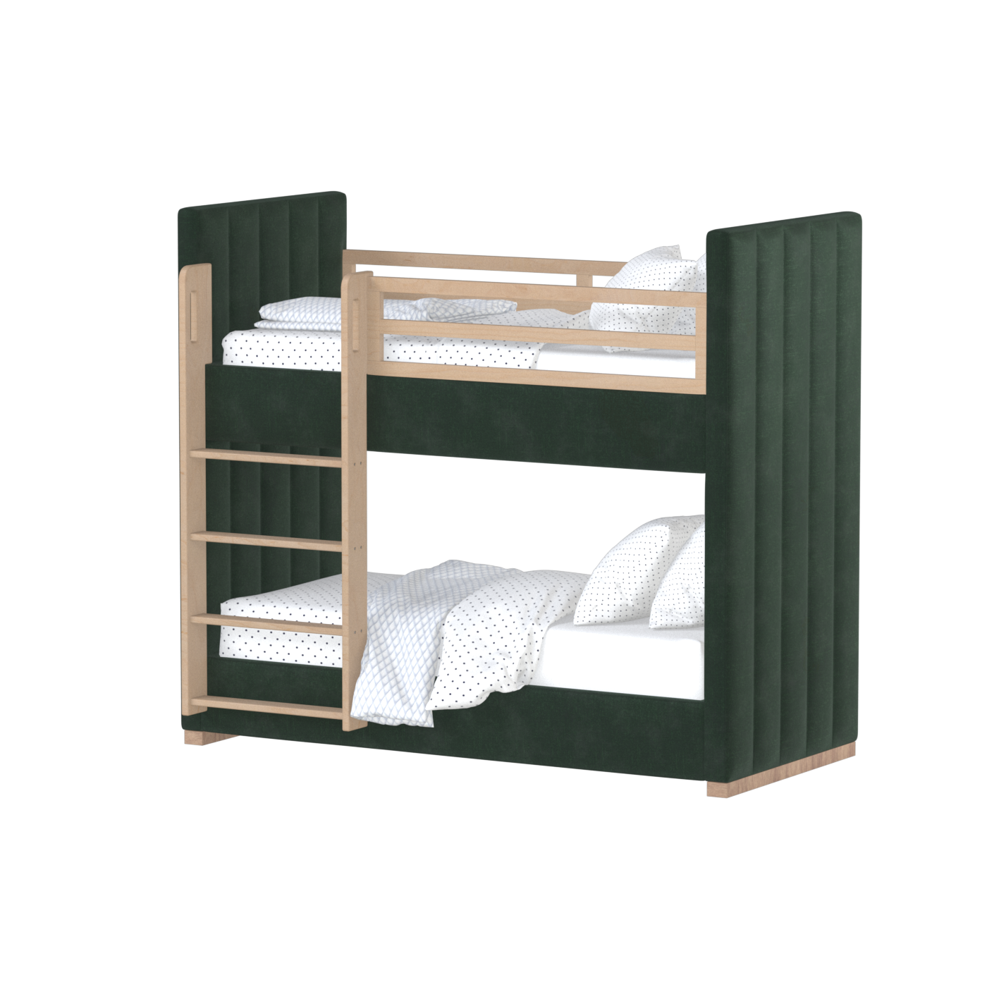 Paolo Bunk Bed with Soft Upholstery and Beechwood Accents