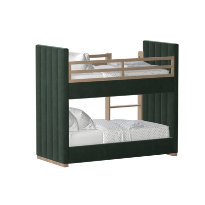 Paolo Bunk Bed with Soft Upholstery and Beechwood Accents