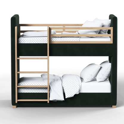 Paolo Bunk Bed with Soft Upholstery and Beechwood Accents