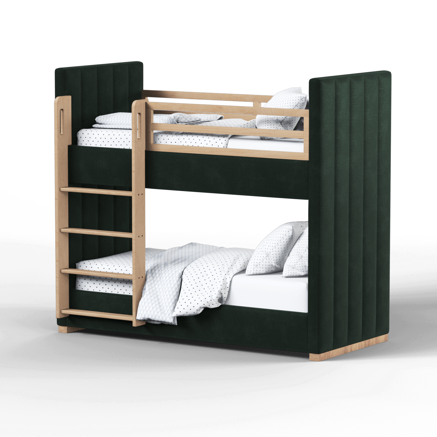 Paolo Bunk Bed with Soft Upholstery and Beechwood Accents