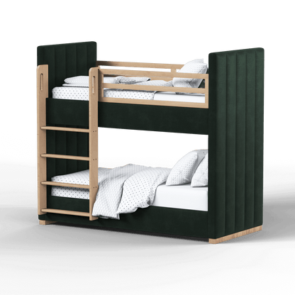 Paolo Bunk Bed with Soft Upholstery and Beechwood Accents