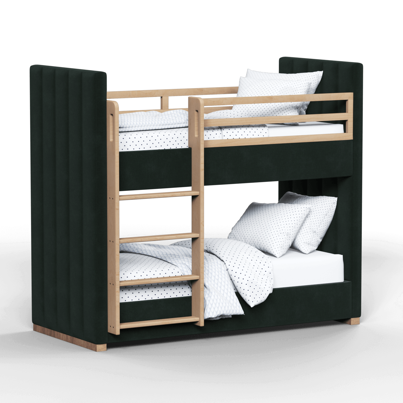 Paolo Bunk Bed with Soft Upholstery and Beechwood Accents