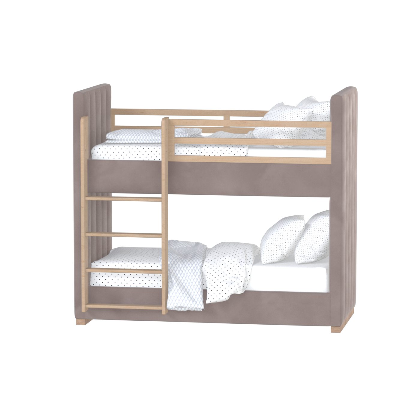 Paolo Bunk Bed with Soft Upholstery and Beechwood Accents
