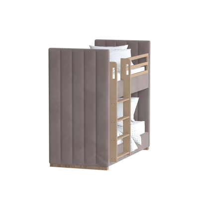 Paolo Bunk Bed with Soft Upholstery and Beechwood Accents