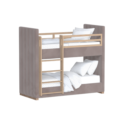 Paolo Bunk Bed with Soft Upholstery and Beechwood Accents