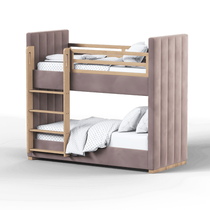 Paolo Bunk Bed with Soft Upholstery and Beechwood Accents