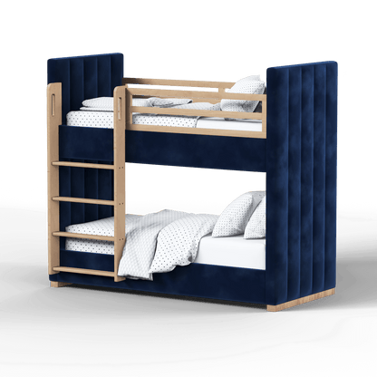 Paolo Bunk Bed with Soft Upholstery and Beechwood Accents