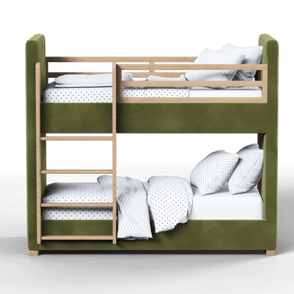 Paolo Bunk Bed with Soft Upholstery and Beechwood Accents
