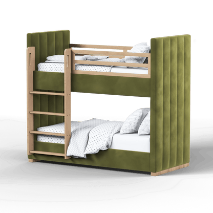 Paolo Bunk Bed with Soft Upholstery and Beechwood Accents
