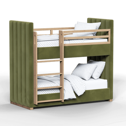 Paolo Bunk Bed with Soft Upholstery and Beechwood Accents