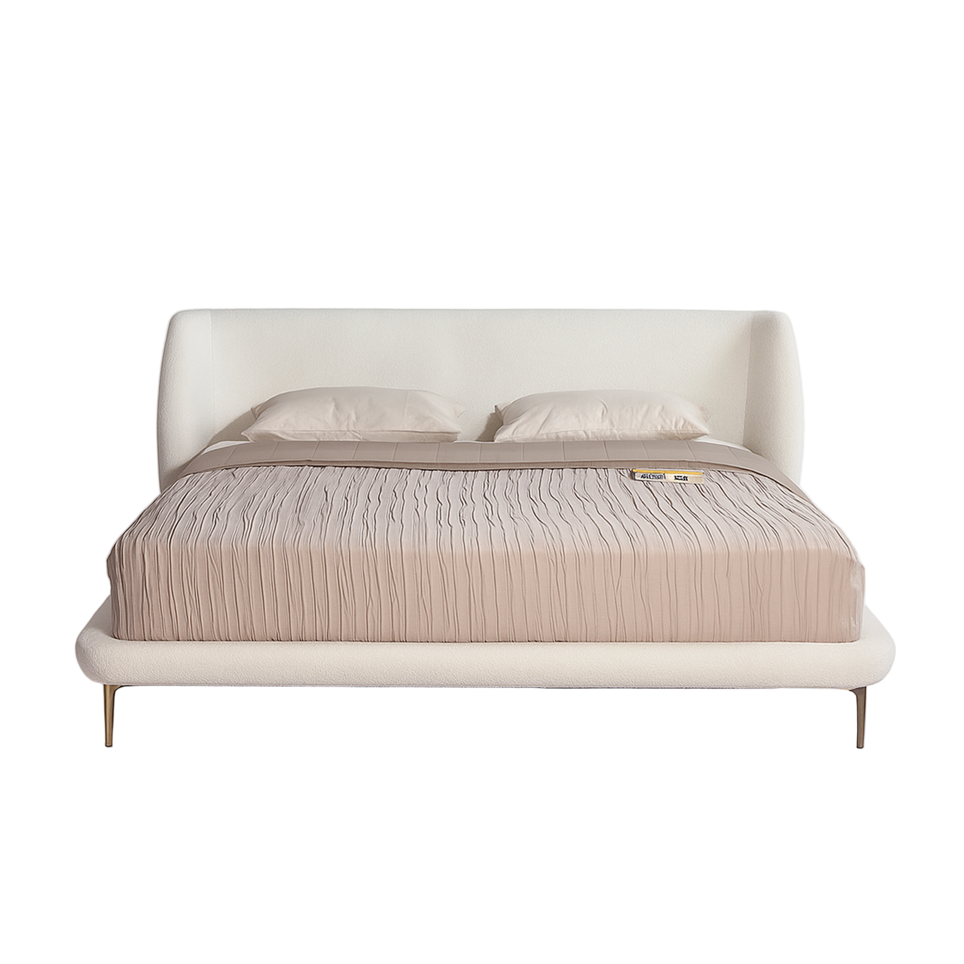 Torella Bed with White Upholstered Headboard
