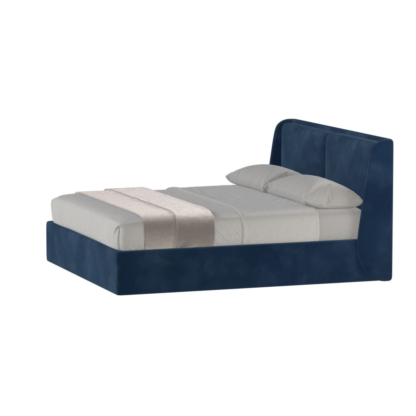 Lit double rembourré Ruby en tissu haut de gamme
