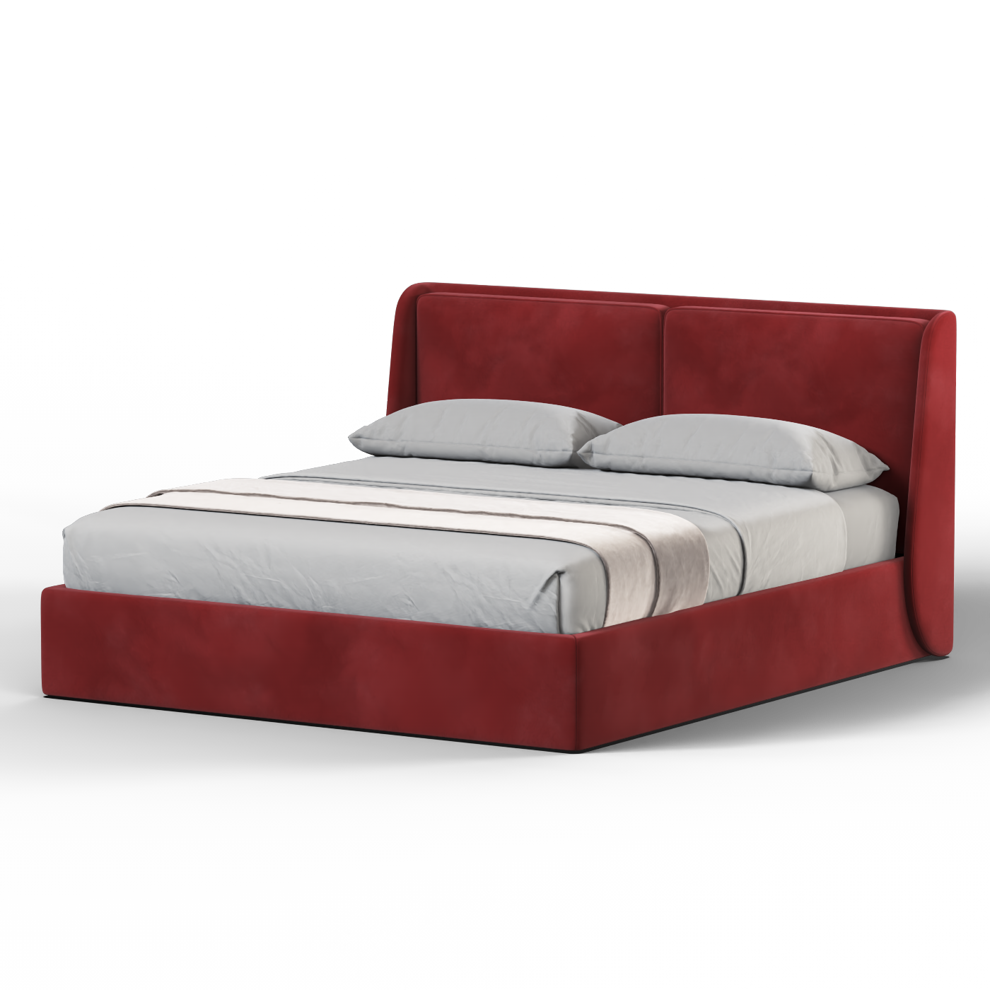 Lit double rembourré Ruby en tissu haut de gamme