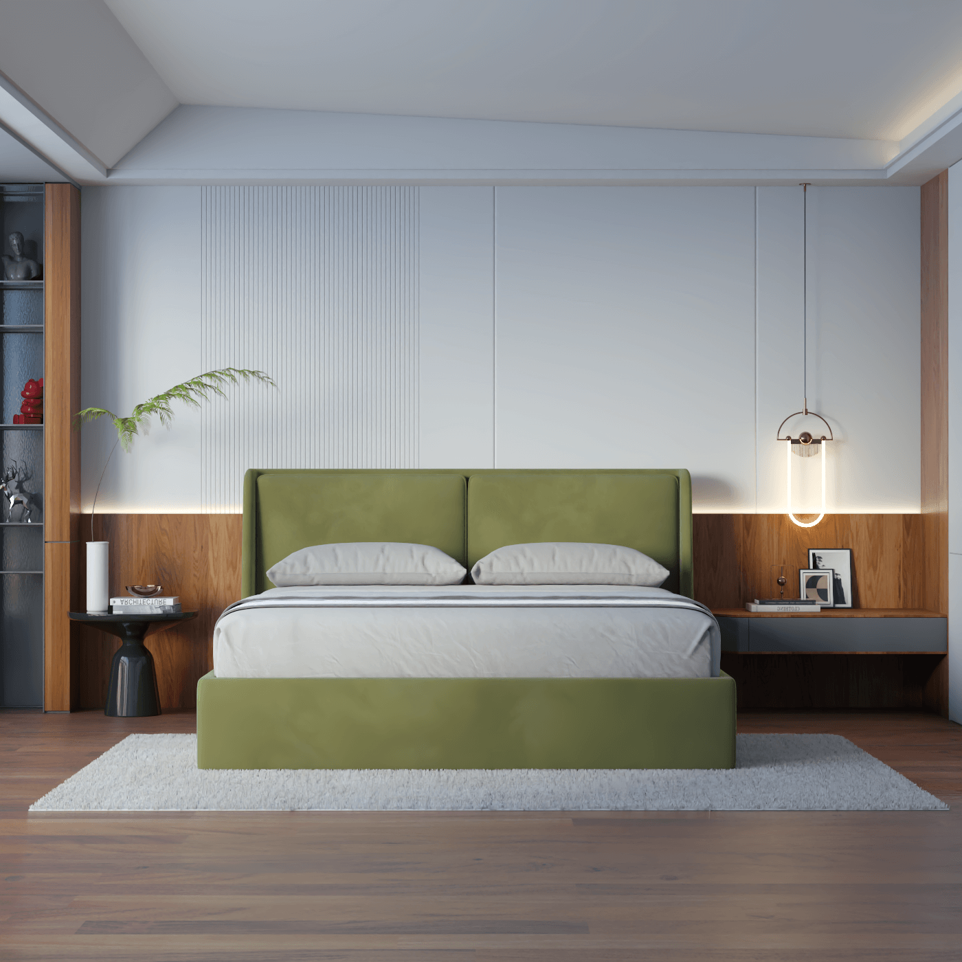 Lit double rembourré Ruby en tissu haut de gamme