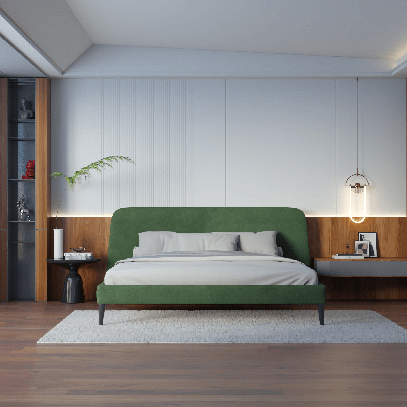 Lit double Selma avec capitonnage vertical profond