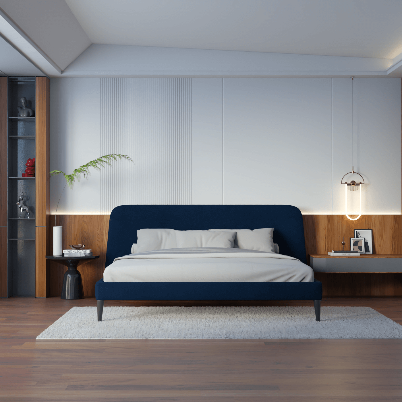 Lit double Selma avec capitonnage vertical profond