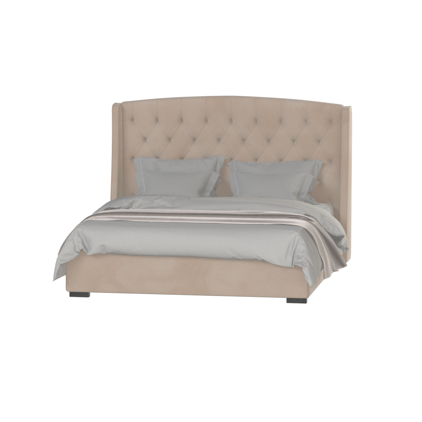 Lit rembourré Sophia avec tête de lit boutonnée
