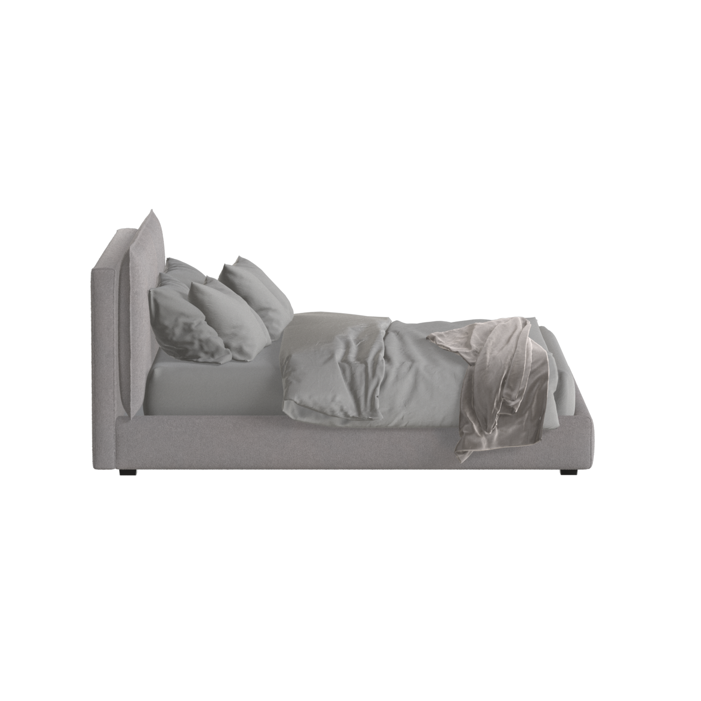 Lit double rembourré Thea avec tête de lit épurée