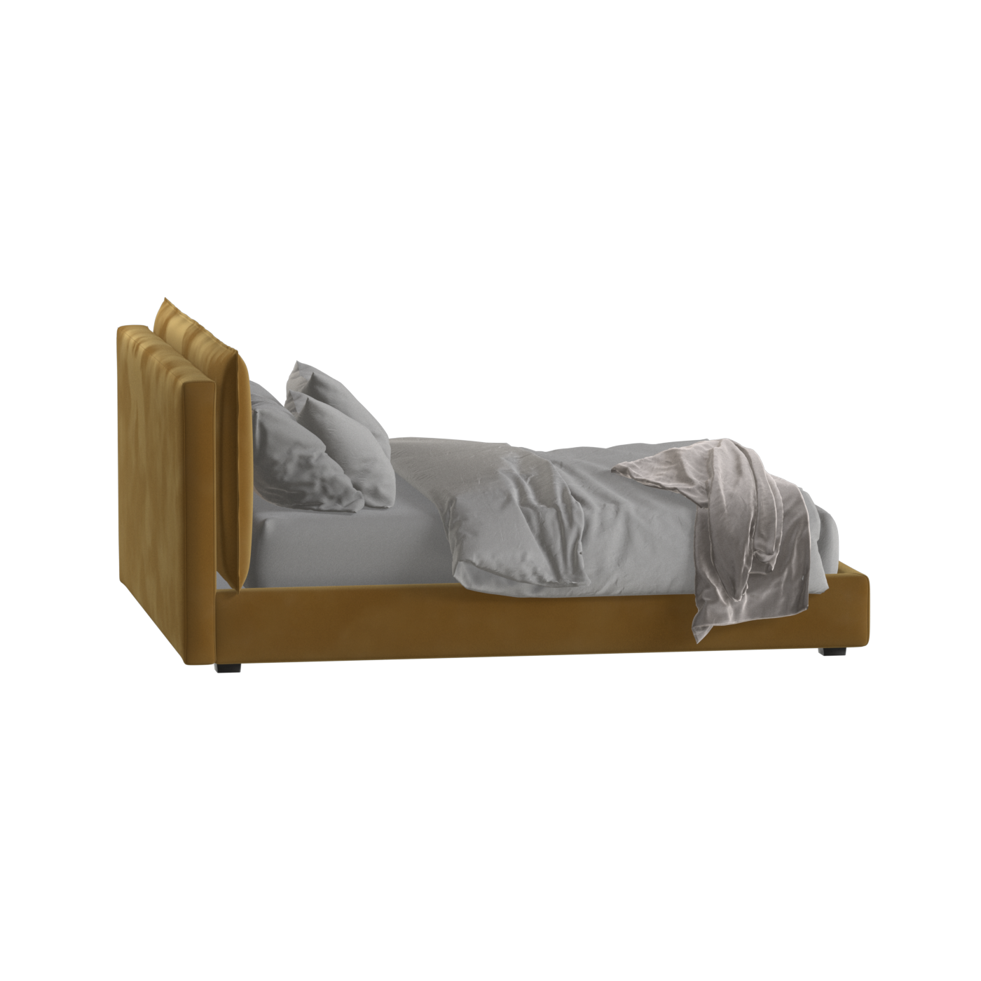 Lit double rembourré Thea avec tête de lit épurée