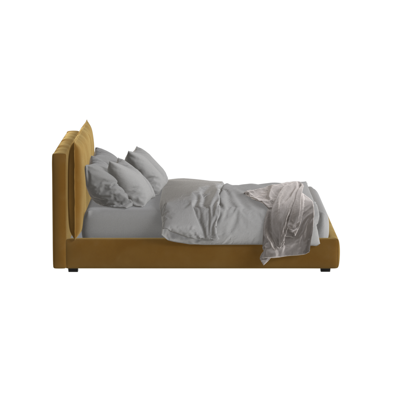 Lit double rembourré Thea avec tête de lit épurée